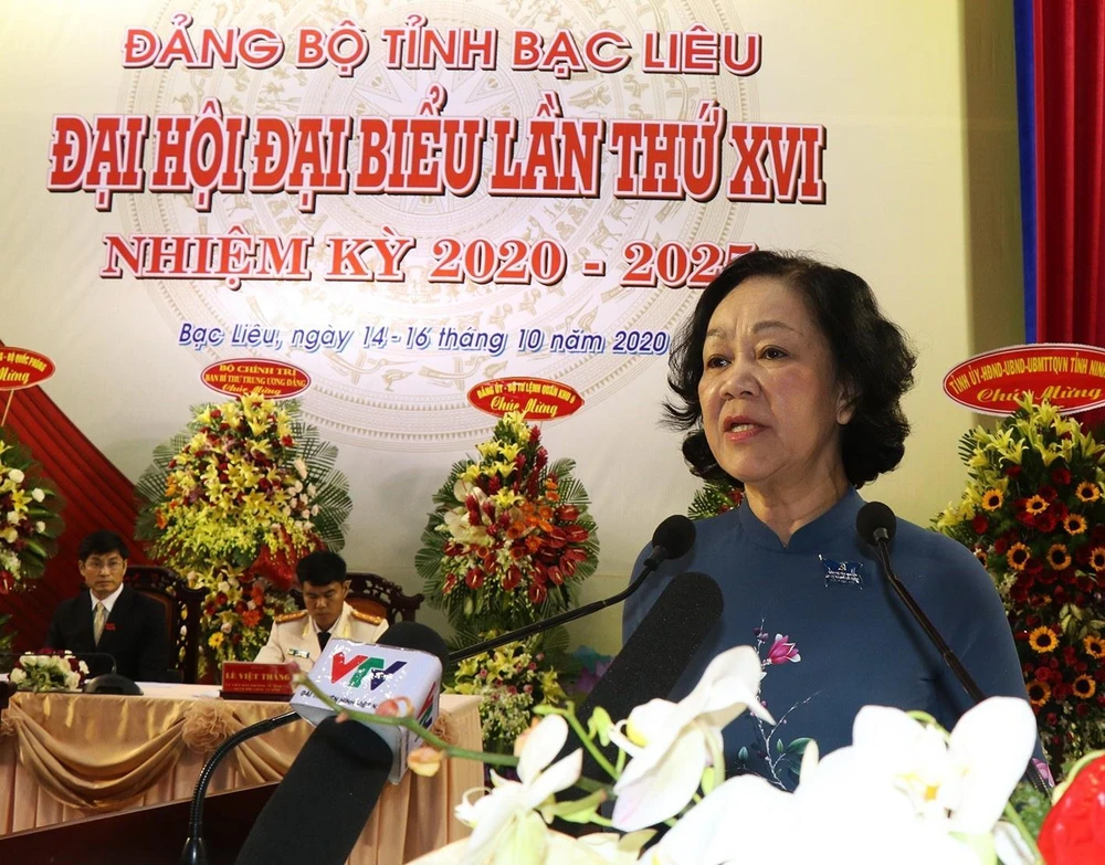 Bà Trương Thị Mai, phát biểu chỉ đạo Đại hội. (Ảnh: Huỳnh Sử/TTXVN)