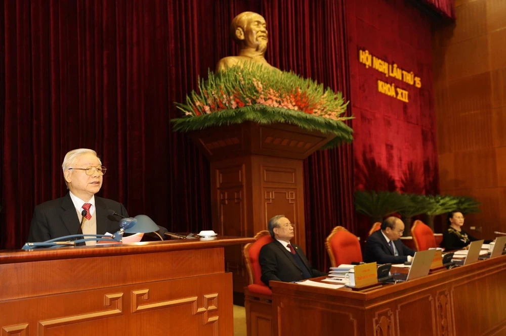 Tổng Bí thư, Chủ tịch nước Nguyễn Phú Trọng chủ trì Hội nghị. (Ảnh: Trí Dũng/TTXVN)