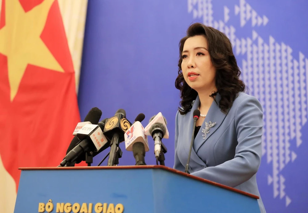 Người phát ngôn Bộ Ngoại giao Lê Thị Thu Hằng thông báo một số hoạt động đối ngoại của Việt Nam trong tháng Ba. (Ảnh: TTXVN)
