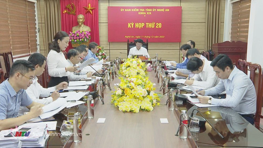Toàn cảnh kỳ họp thứ 20 của Ủy ban Kiểm tra Tỉnh ủy Nghệ An. (Nguồn: Đài Truyền hình và Phát thanh Nghệ An)