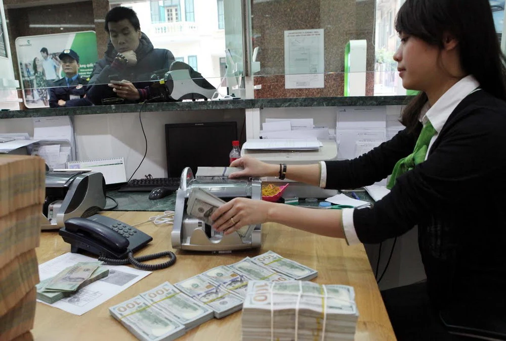 Giá đồng USD tại Vietcombank được niêm yết ở mức 24.130-24.500 VND/USD (mua vào-bán ra). (Ảnh: PV/Vietnam+)