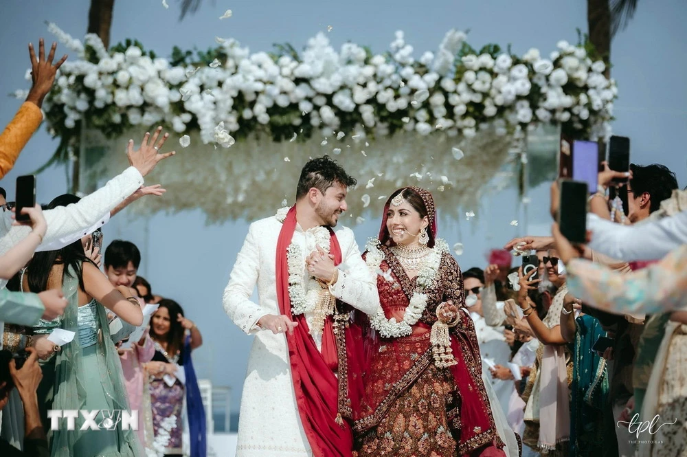 Đám cưới của cặp đôi Kulvin Kaur và Dilip Bhagwan tại Đà Nẵng. (Ảnh: TTXVN phát)