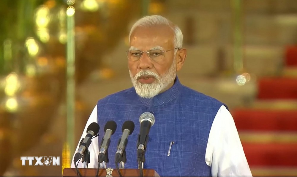 Thủ tướng Ấn Độ Narendra Modi tuyên thệ nhậm chức tại thủ đô New Delhi ngày 9/6 vừa qua. (Ảnh: THX/TTXVN)