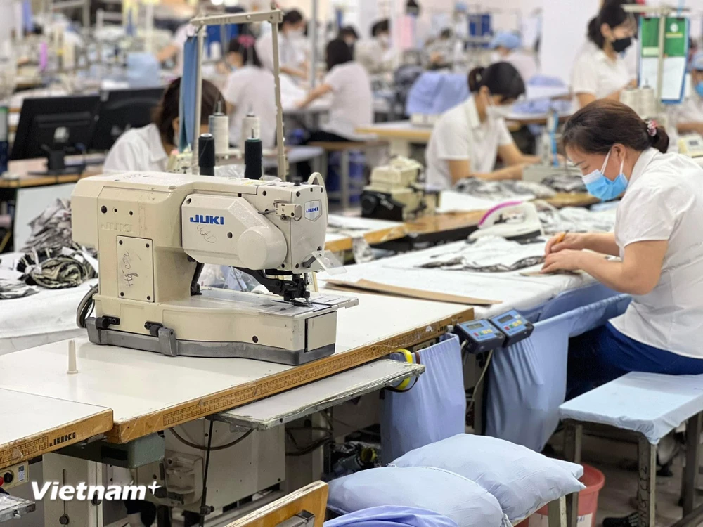 Doanh nghiệp dệt may thiếu hụt lao động cục bộ vì số ca F0 nhiều. (Ảnh: PV/Vietnam+)