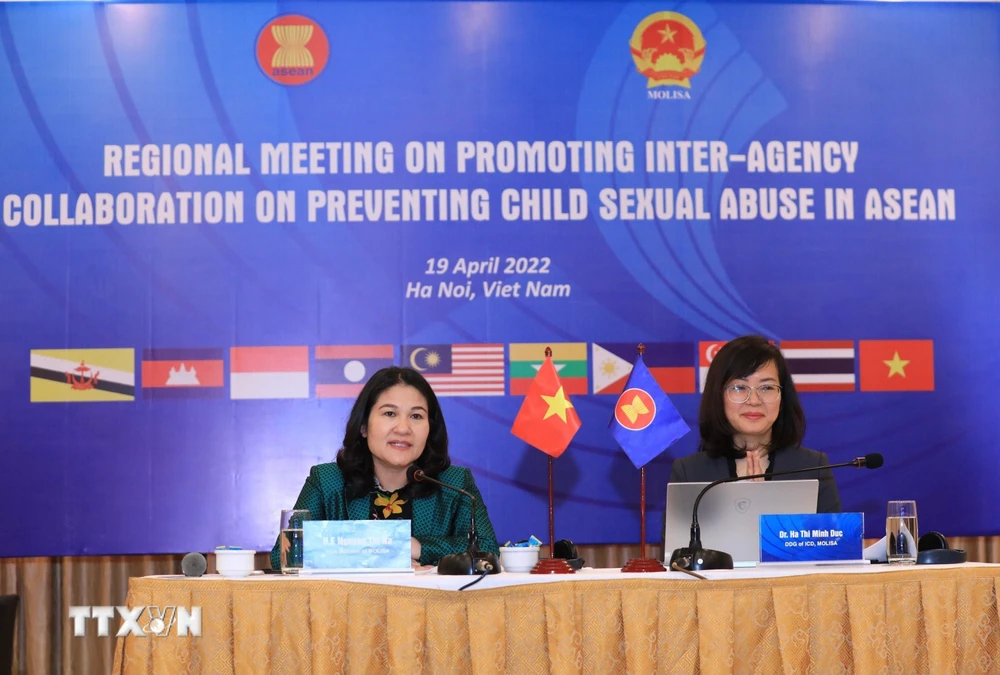 Hội thảo khu vực về thúc đẩy cơ chế phối hợp liên ngành trong phòng, chống xâm hại tình dục trẻ em trong ASEAN do Việt Nam chủ trì tổ chức. (Ảnh: Hoàng Hiếu/TTXVN)