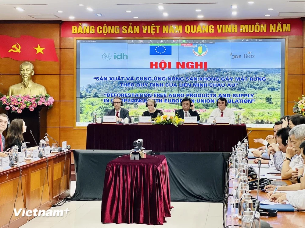 Hội nghị sản xuất và cung ứng cà phê không gây mất rừng theo quy định của Liên minh châu Âu. (Ảnh: PV/Vietnam+)