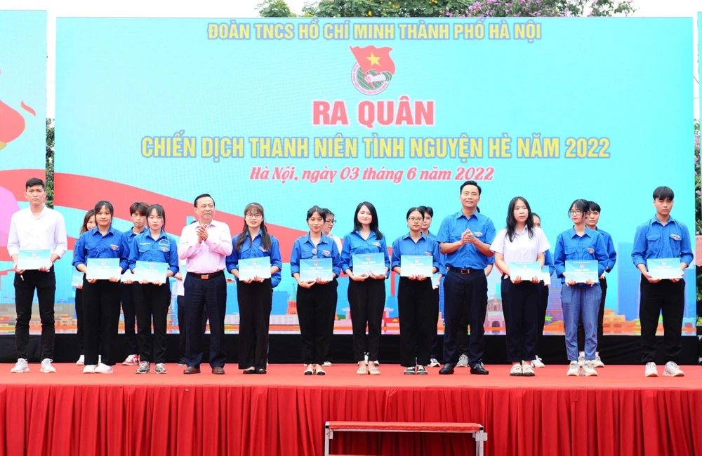 Thành Đoàn Hà Nội tổ chức ra quân Chiến dịch Thanh niên tình nguyên Hè 2022. Ảnh: Minh Đức/TTXVN