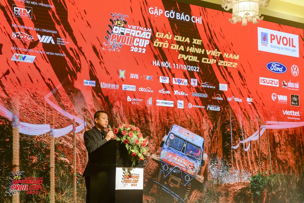 Ông Nguyễn Đại Hoàng, Trưởng ban tổ chức giải PVOIL VOC 2022 phát biểu tại buổi họp báo. (Ảnh: PV/Vietnam+)