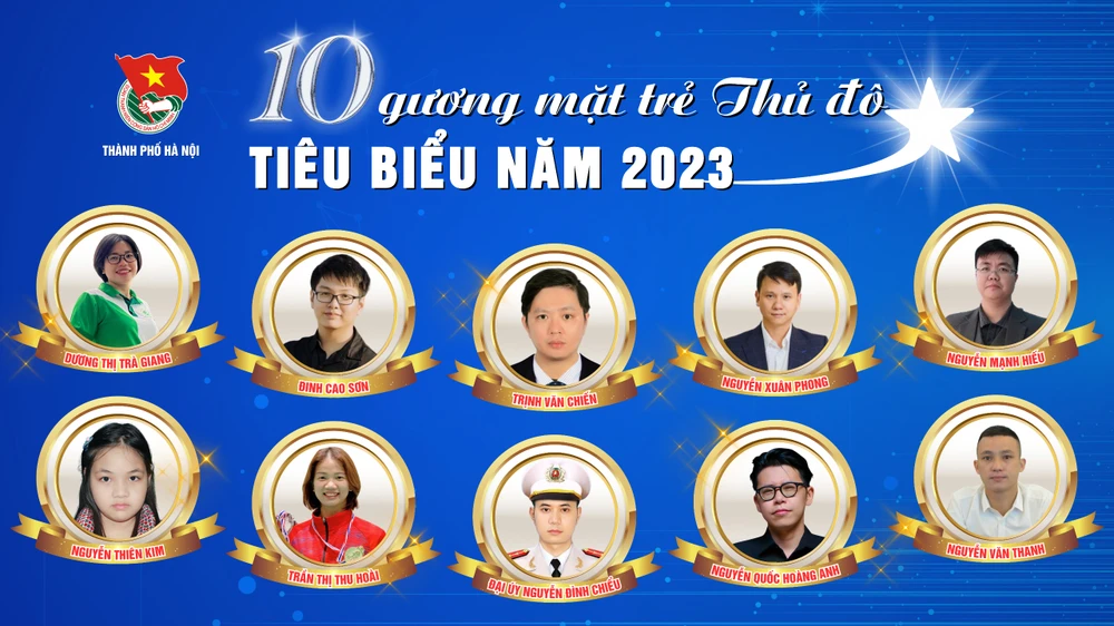 Danh sách 10 gương mặt trẻ Thủ đô tiêu biểu năm 2023. 