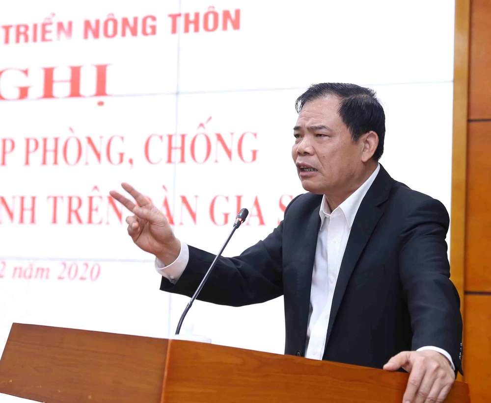 Bộ trưởng Nguyễn Xuân Cường phát biểu tại hội nghị. (Ảnh: Vũ Sinh/TTXVN) 