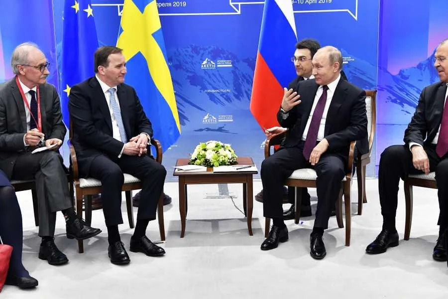 Tổng thống Nga Vladimir Putin trong cuộc gặp song phương với Thủ tướng Thụy Điển Stefan Lofven (Nguồn: Aftonbladet)