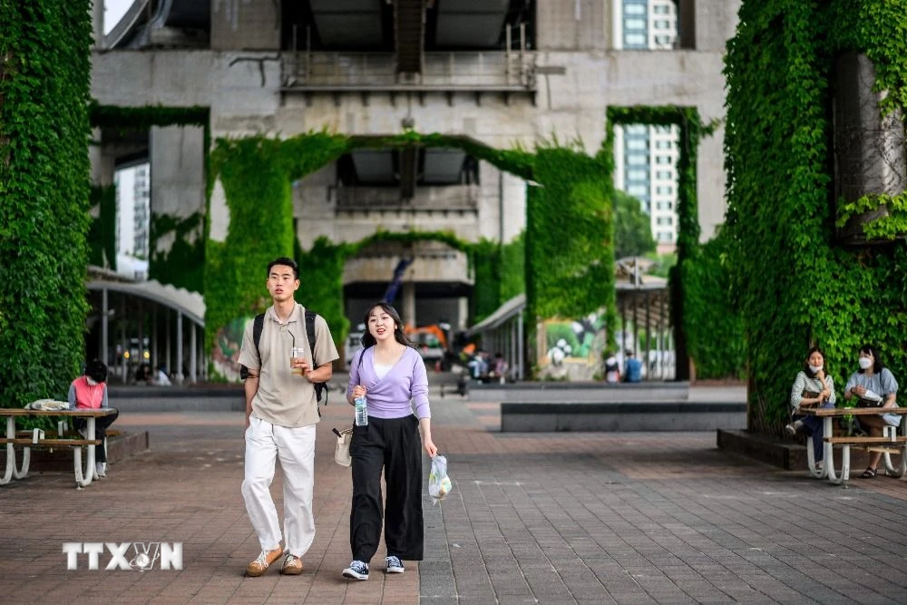 Những người trẻ tuổi trên một tuyến phố ở Seoul, Hàn Quốc. (Nguồn: AFP/TTXVN) 