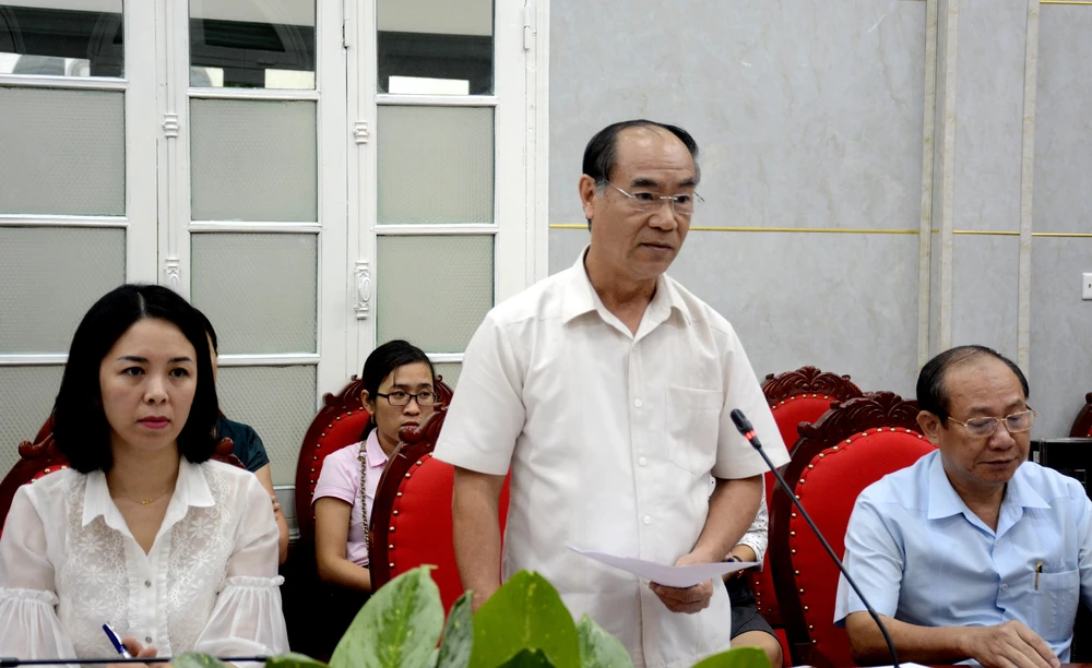 Chánh Thanh tra Bộ Giáo dục và Đào tạo Nguyễn Huy Bằng tại buổi công bố kết luận thanh tra. (Ảnh: PV/Vietnam+)