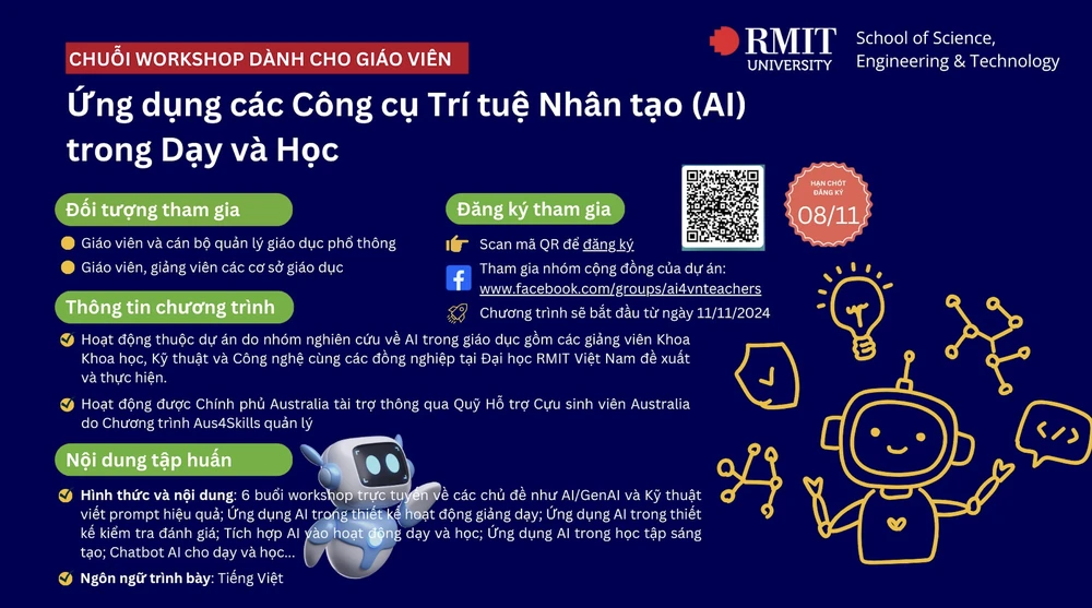 Tập huấn nhằm hỗ trợ giáo viên khai thác hiệu quả trí tuệ nhân tạo. (Ảnh: AFP)