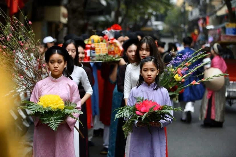 Đoàn rước lễ sẽ mặc trang phục truyền thống để tôn vinh những giá trị cổ truyền. (Ảnh: PV/Vietnam+)
