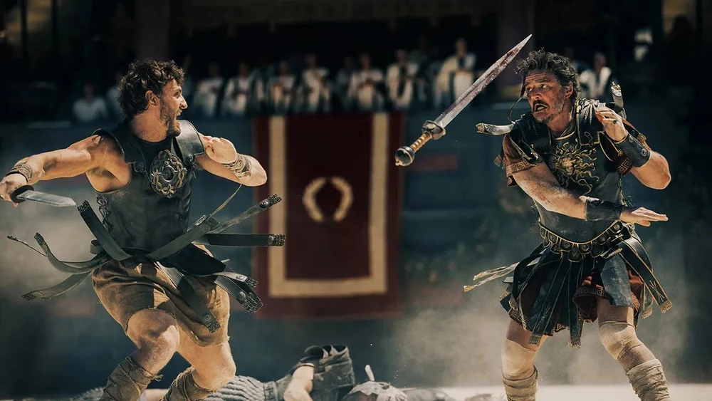 "Gladiator 2" có sự góp mặt của những ngôi sao đang lên như Paul Mescal, Pedro Pascal và "chủ nhân tượng vàng" Denzel Washington. (Ảnh: Paramount Pictures)