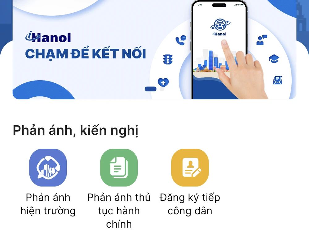 Ứng dụng "Công dân Thủ đô Số" -iHanoi. (Ảnh: PV/Vietnam+)