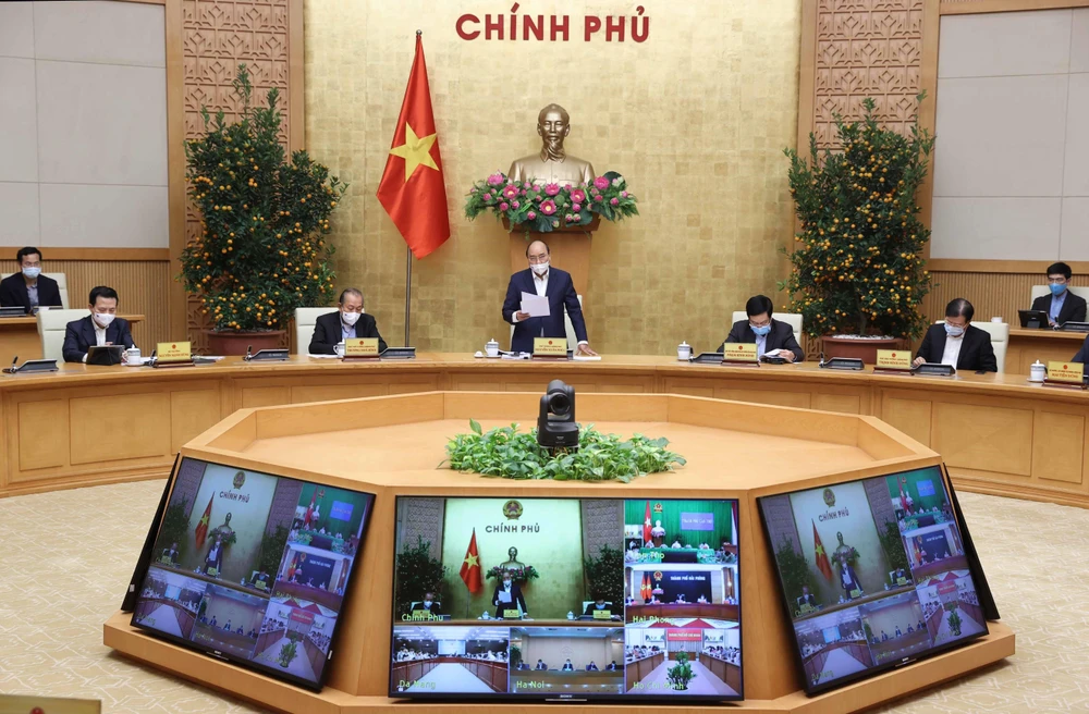 Thủ tướng Nguyễn Xuân Phúc phát biểu tại phiên họp. (Ảnh: Thống Nhất/TTXVN) 