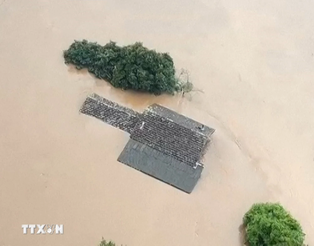 Cảnh ngập lụt sau trận mưa lớn tại Lajeado, Rio Grande do Sul State, Brazil, ngày 5/9/2023. (Ảnh: AFP/TTXVN)