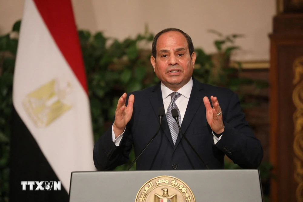 Tổng thống Ai Cập Abdel-Fattah El-Sisi trong cuộc họp báo ở Cairo. (Ảnh: AFP/TTXVN)