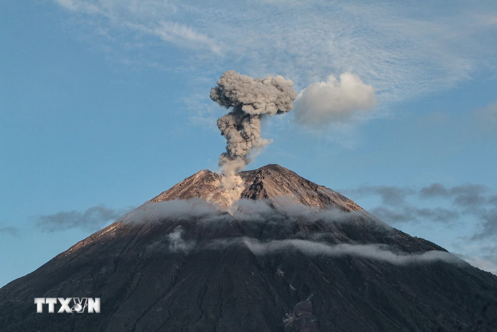 Núi lửa Semeru phun trào ở Lumajang, Đông Java tháng 12/2022. (Ảnh: AFP/TTXVN)