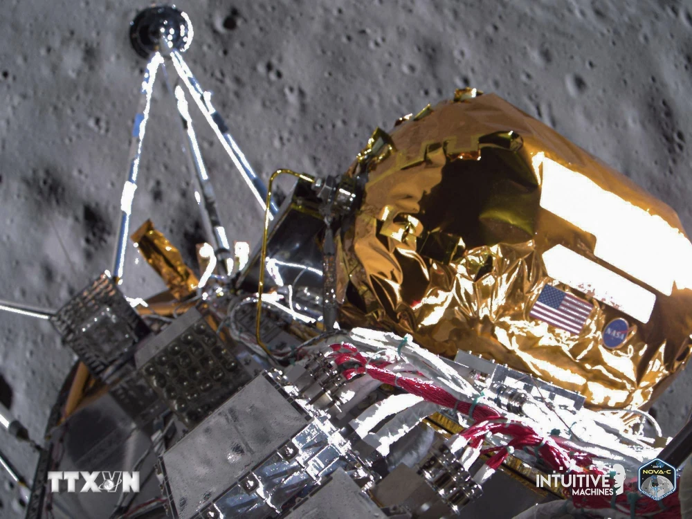 Hình ảnh do Intuitive Machines cung cấp về hoạt động của tàu đổ bộ Odysseus trên Mặt Trăng, ngày 27/2/2024. (Ảnh: AFP/TTXVN)