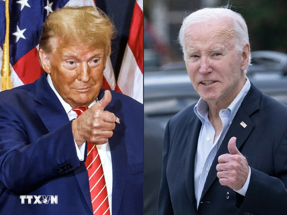 Tổng thống Mỹ Joe Biden (phải) và cựu Tổng thống Donald Trump. (Ảnh: AFP/TTXVN)