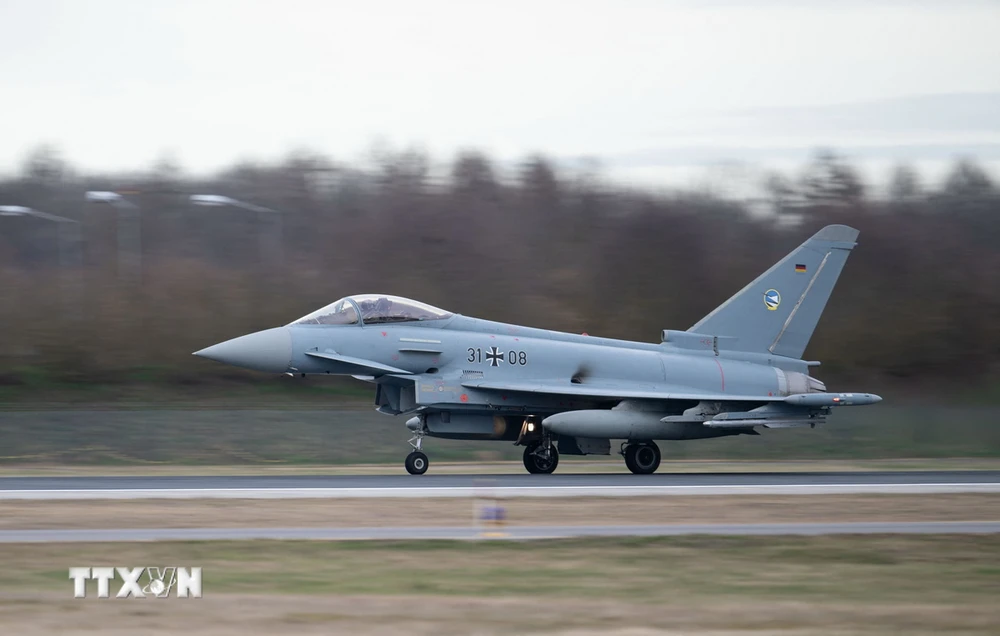 Máy bay chiến đấu Eurofighter tại căn cứ không quân ở Neuburg, Đức, ngày 26/2/2024. (Ảnh: AFP/TTXVN)