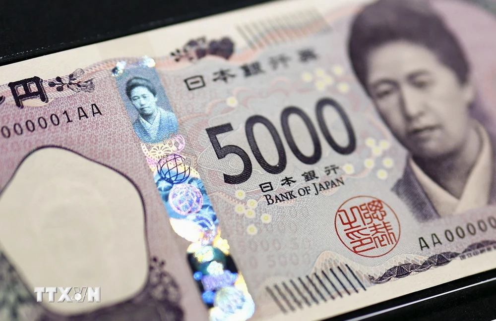 Đồng 5.000 yen của Nhật Bản. (Ảnh: Kyodo/TTXVN)