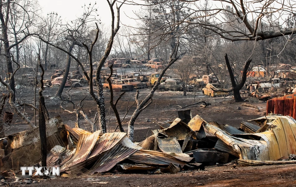 Hiện trường đám cháy tại bang California, Mỹ ngày 31/7/2024. (Ảnh: THX/TTXVN)