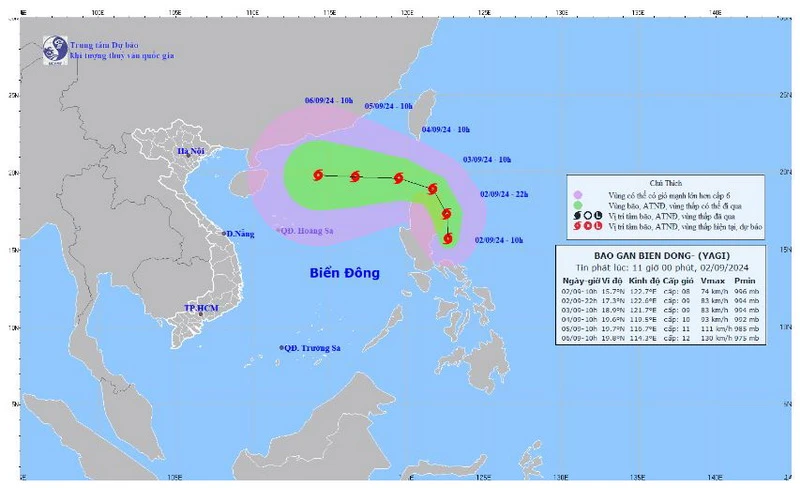 Sơ đồ đường đi của cơn bão. (Nguồn: nchmf.gov.vn)