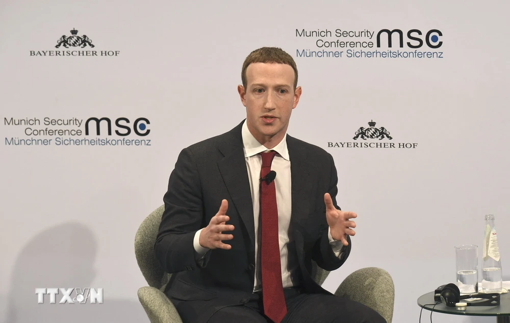 Giám đốc điều hành (CEO) Công ty Meta Mark Zuckerberg phát biểu tại một hội nghị ở Munich, Đức. (Ảnh: AFP/TTXVN)