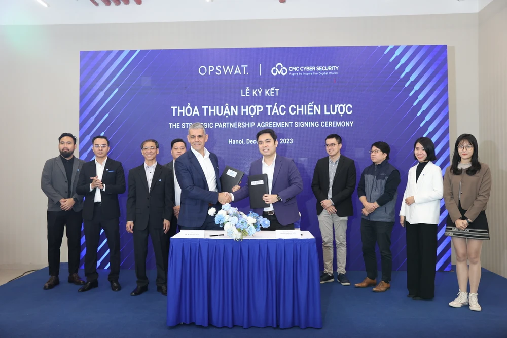 OPSWAT hợp tác chiến lược cùng CMC Cyber Security. (Ảnh: Minh Sơn/Vietnam+)