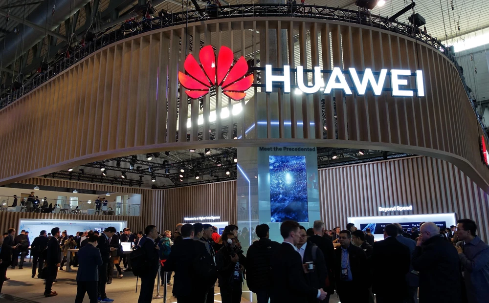 Gian hàng của Huawei tại Hội nghị di động thế giới 2019 ở Barcelona, Tây Ban Nha, ngày 25/2/2019. (Nguồn: THX/ TTXVN)