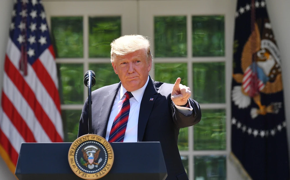 Tổng thống Mỹ Donald Trump phát biểu tại Washington, DC ngày 16/5/2019. (Ảnh: AFP/TTXVN)