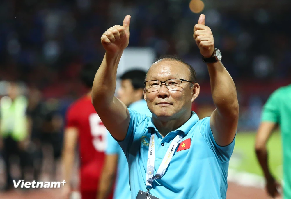 Hợp đồng mới của huấn luyện viên Park Hang-seo với VFF có giá trị từ 1/2/2022 đến 31/1/2023 với giá trị và mức lương không được tiết lộ. (Ảnh: PV/Vietnam+) 