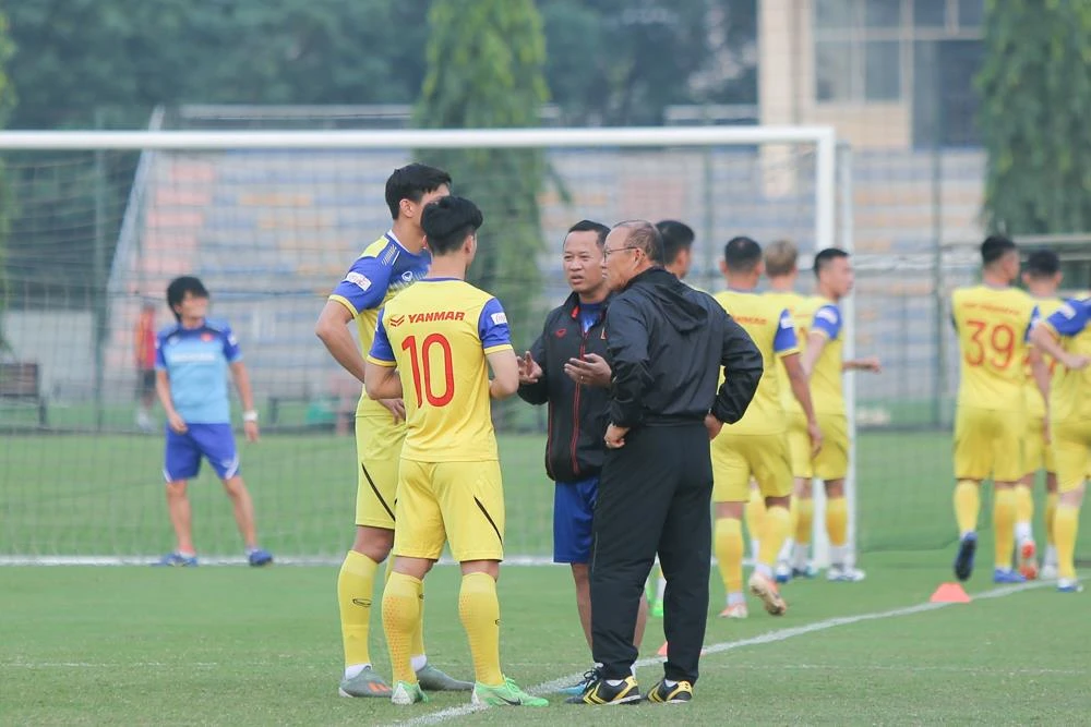Đội tuyển Việt Nam giữ kín chiến thuật đối phó với UAE ở vòng loại World Cup 2022 tới. (Ảnh: Ngọc Tú)