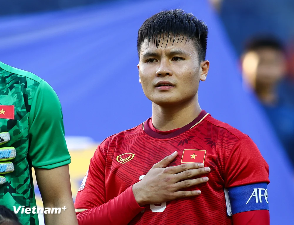 Tiền vệ Quang Hải hài lòng với kết quả hoà của U23 Việt Nam trước đối thủ U23 UAE ở vòng chung kết U23 châu Á 2020. (Ảnh: Nguyên An/Vietnam+)