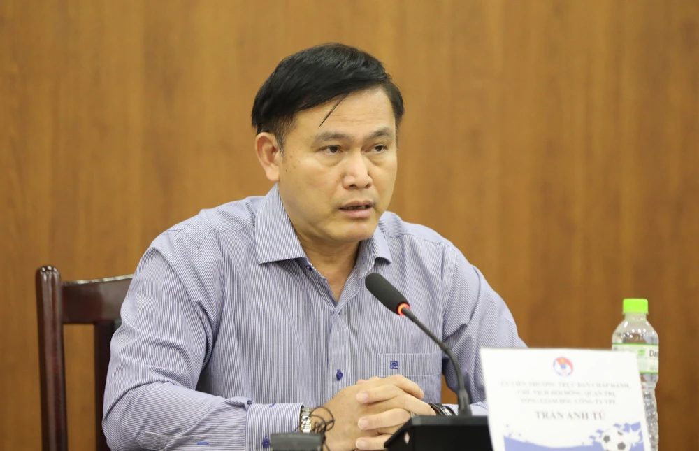 Chủ tịch VPF Trần Anh Tú khẳng định V-League là nền tảng của bóng đá Việt Nam. (Ảnh: Nguyên An/Vietnam+) 