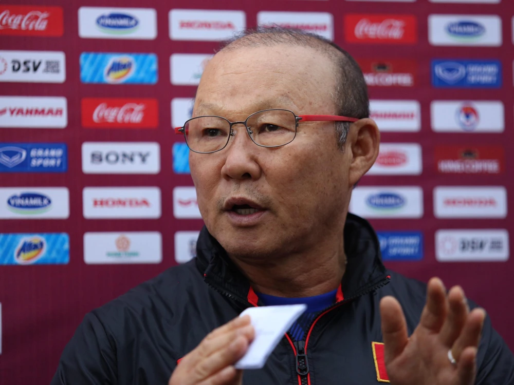 Huấn luyện viên Park Hang-seo muốn tận dụng đợt tập trung U22 Việt Nam để làm nền móng cho đội tuyển quốc gia. (Ảnh: Hiển Nguyễn/Vietnam+) 