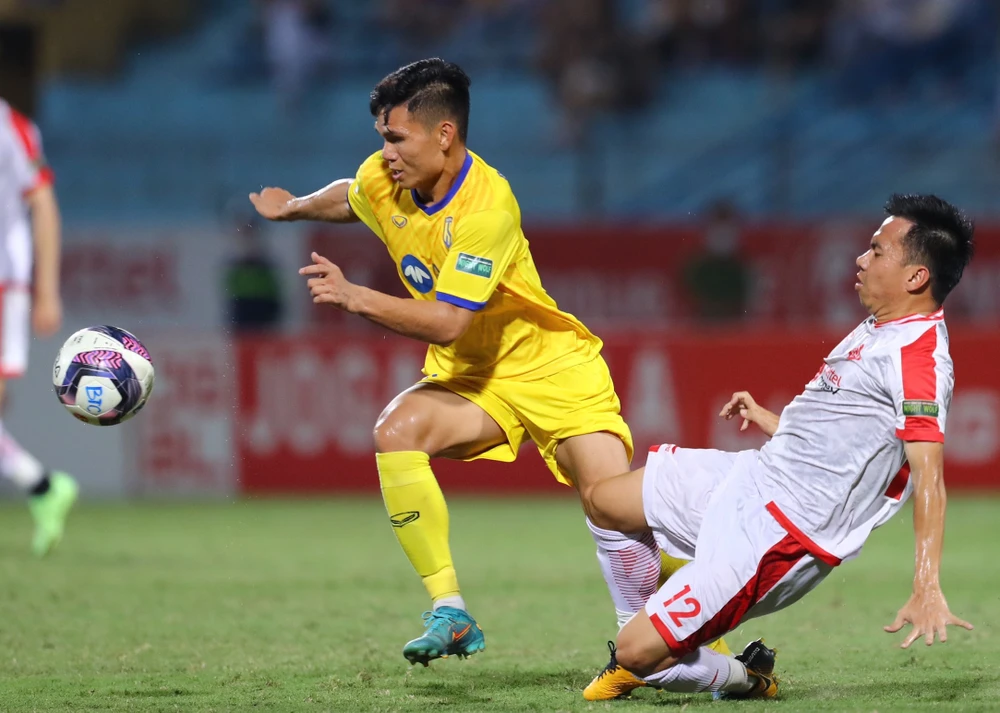 Sông Lam Nghệ An thua 0-2 trước Viettel ở lượt đi V-League 2022. (Ảnh: PV/Vietnam+) 
