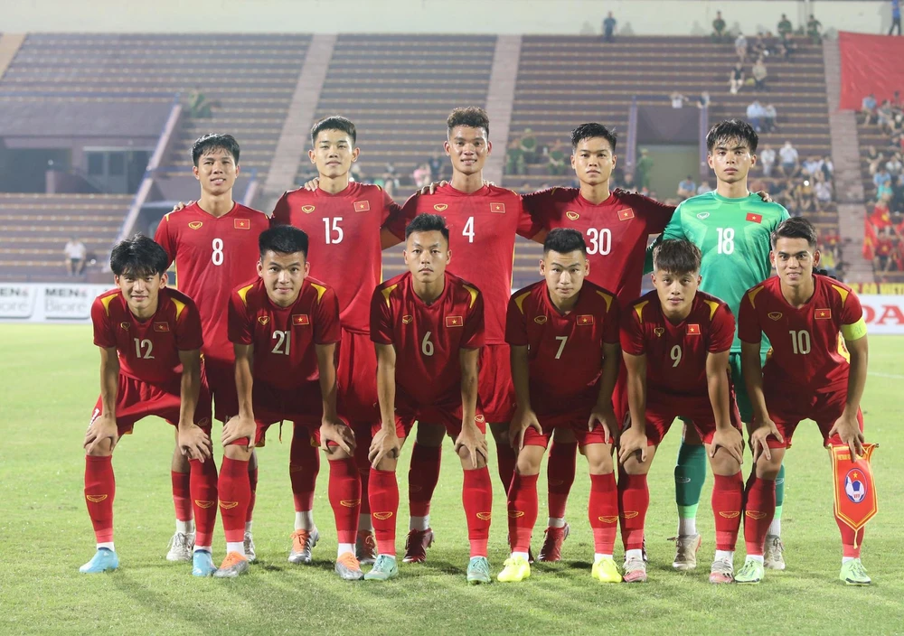 Đội tuyển U20 Việt Nam đã đá giao hữu với U20 Palestine trước ngày dự Vòng loại U20 châu Á 2023. (Ảnh: VFF) 