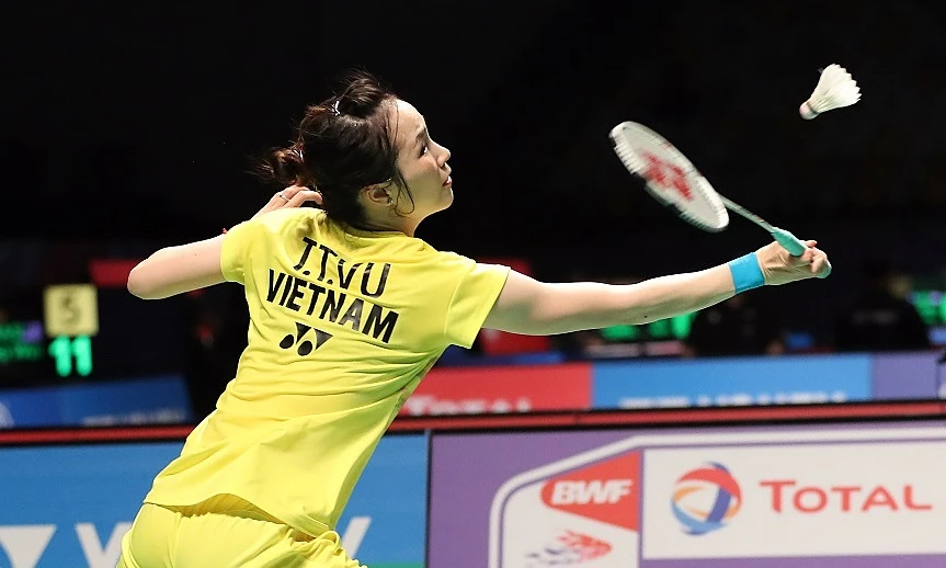 Vũ Thị Trang xuất sắc vượt qua tay vợt Aya Ohori, người Nhật Bản ở tứ kết Giải cầu lông Quốc tế Việt Nam mở rộng 2022. (Ảnh: BWF) 