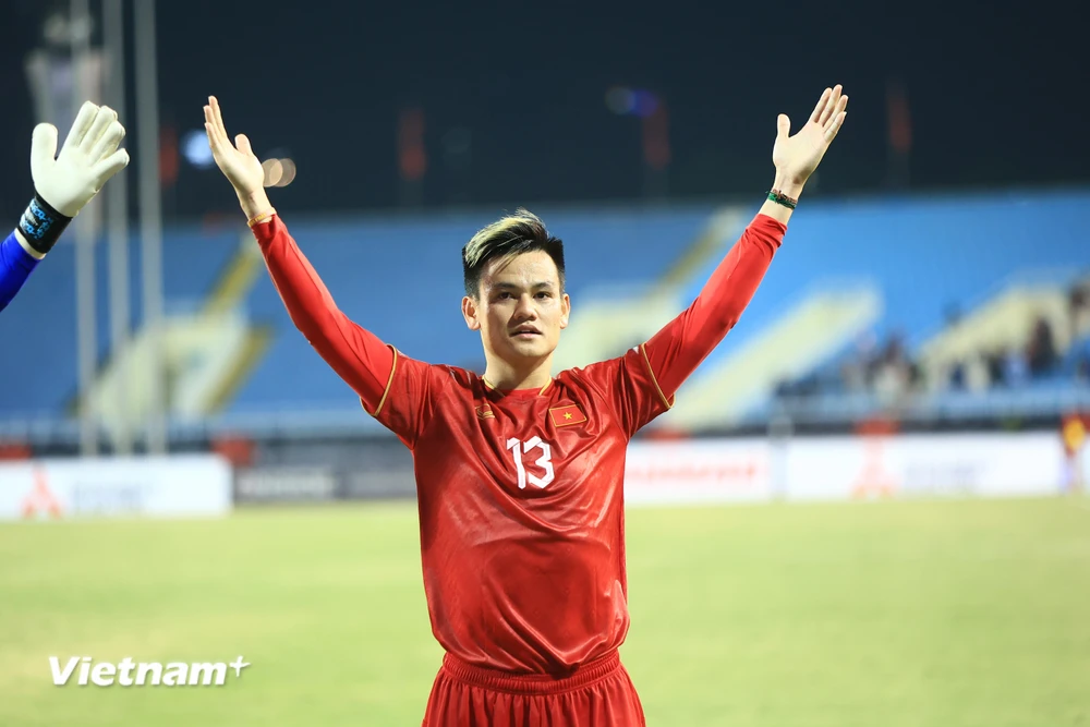 Đội tuyển Việt Nam hướng đến ngôi đầu bảng B tại AFF Cup 2022. (Ảnh: PV/Vietnam+) 