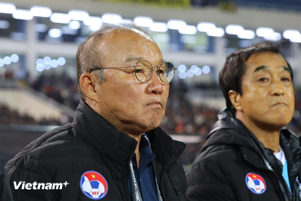 Huấn luyện viên Park Hang-seo tự tin giúp tuyển Việt Nam vào bán kết AFF Cup 2022 với ngôi đầu bảng B. (Ảnh: PV/Vietnam+) 