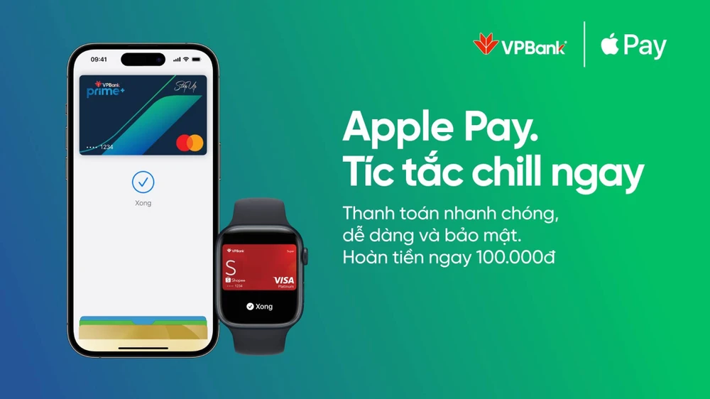 Chủ thẻ tín dụng của VPBank khi thanh toán qua Apple Pay sẽ được nhận đa dạng ưu đãi hoàn tiền tại hơn 25 đơn vị chấp nhận thẻ. (Ảnh: Vietnam+)