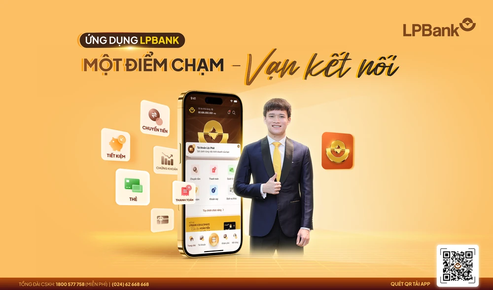 Ứng dụng LPBank phiên bản mới đáp ứng tối đa nhu cầu của khách hàng, cùng khách hàng khai mở thế giới tài chính số. (Ảnh: Vietnam+)