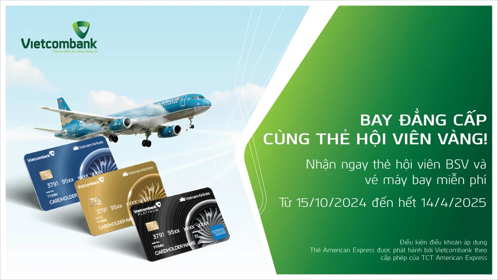 Vietcombank ra mắt chương trình khuyến mãi dành cho chủ thẻ American Express. (Ảnh: Vietnam+)