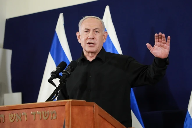 Thủ tướng Israel Benjamin Netanyahu tại cuộc họp báo ở Tel Aviv. Ảnh: THX/TTXVN