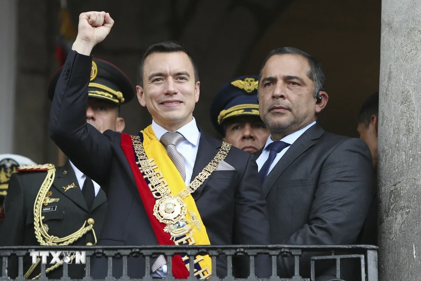 Ông Daniel Noboa tuyên thệ nhậm chức Tổng thống Ecuador tại Quito, ngày 23/11/2023. Ảnh: AFP/TTXVN